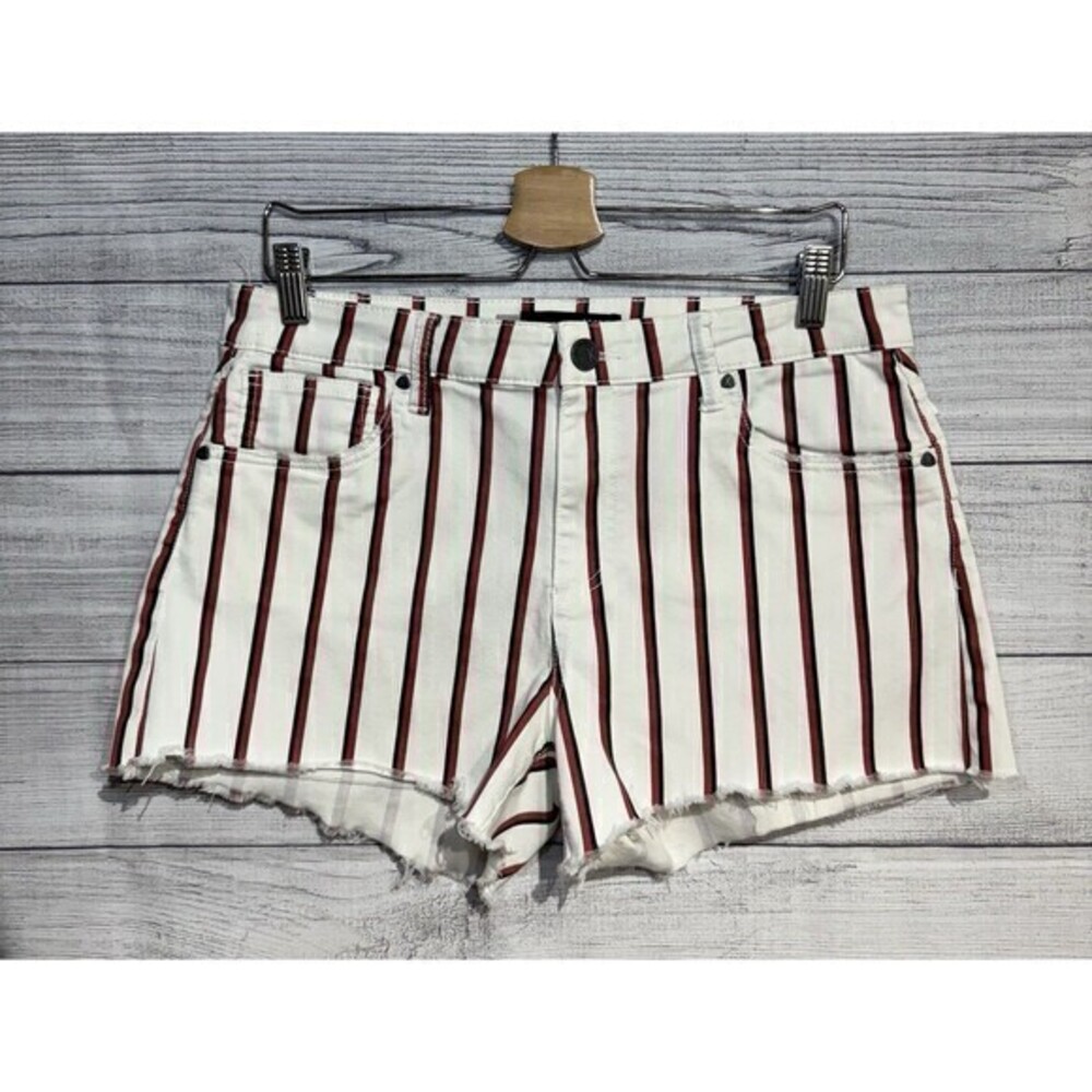kut from the kloth Jane High Rise Striped Rough Edge Shorts Size 8